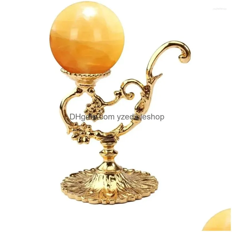 decorative plates creative metal ornament home decoration glass ball stand crystal base display rack sphere