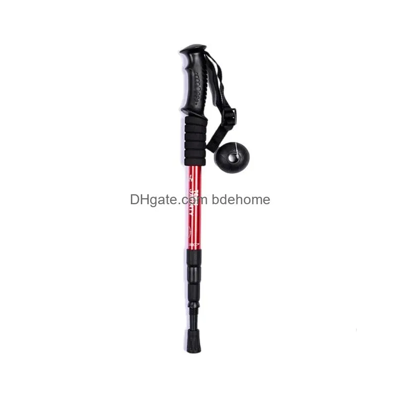 Ski Poles Walking Sticks Trekking Collapsible Height Adjustment Tralight For Hiking Mountaining Old Man Assistance Drop Delivery Dhmya