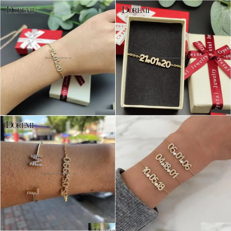 charm bracelets doremi trendy 6mm letter zircon bracelet with birthstone adjustable name for women girl jewelry female gift mom 231128