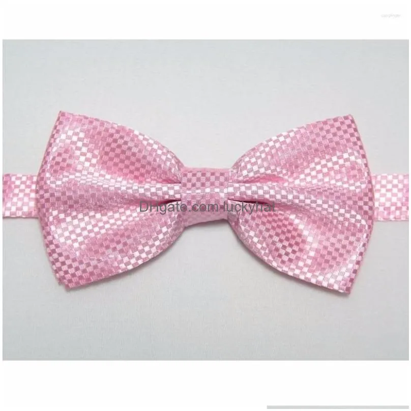 Bow Ties Hooyi Solid Color Butterflies Bowknot Mens Bowtie Plaid Butterfly Drop Delivery Dhwhc