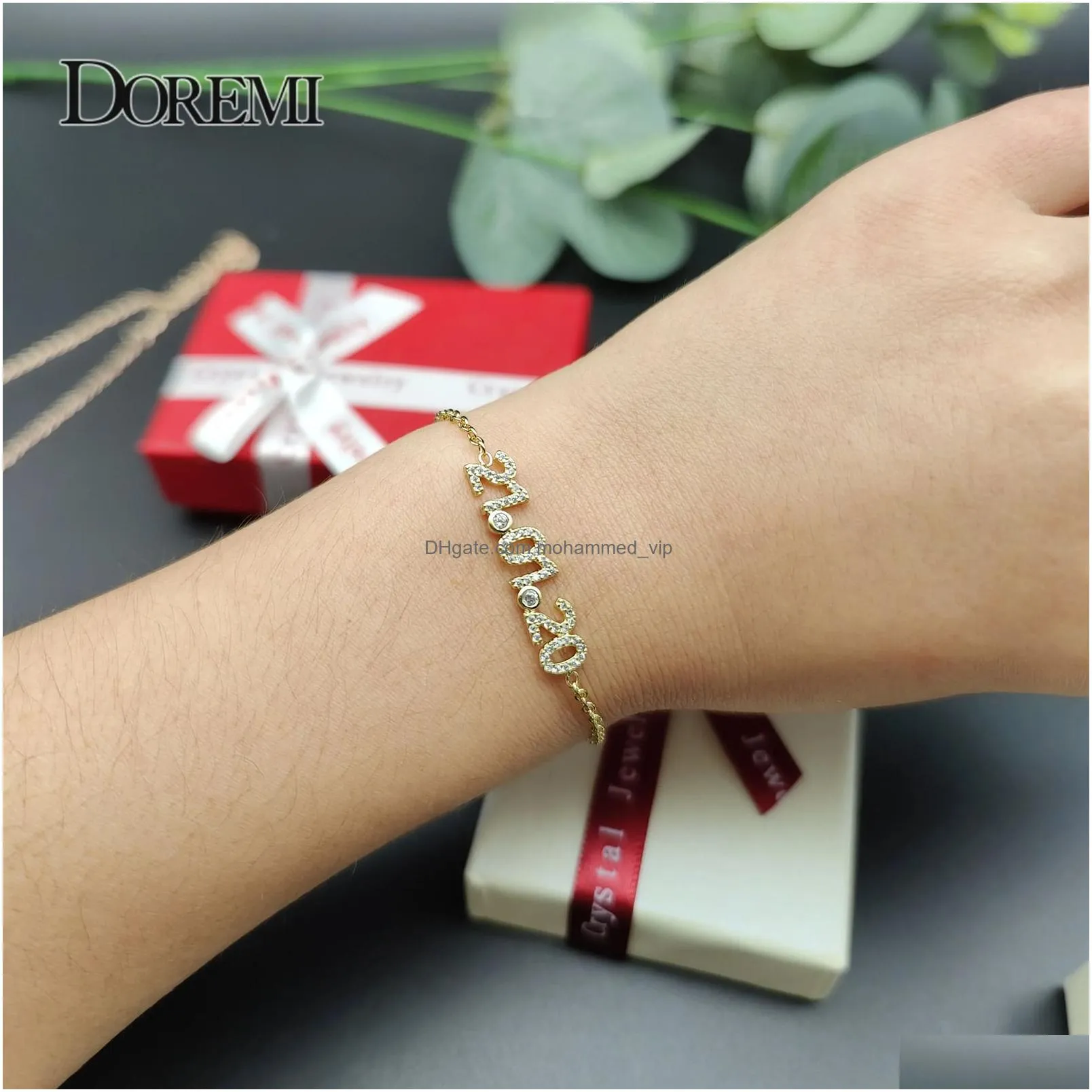 charm bracelets doremi trendy 6mm letter zircon bracelet with birthstone adjustable name for women girl jewelry female gift mom 231128