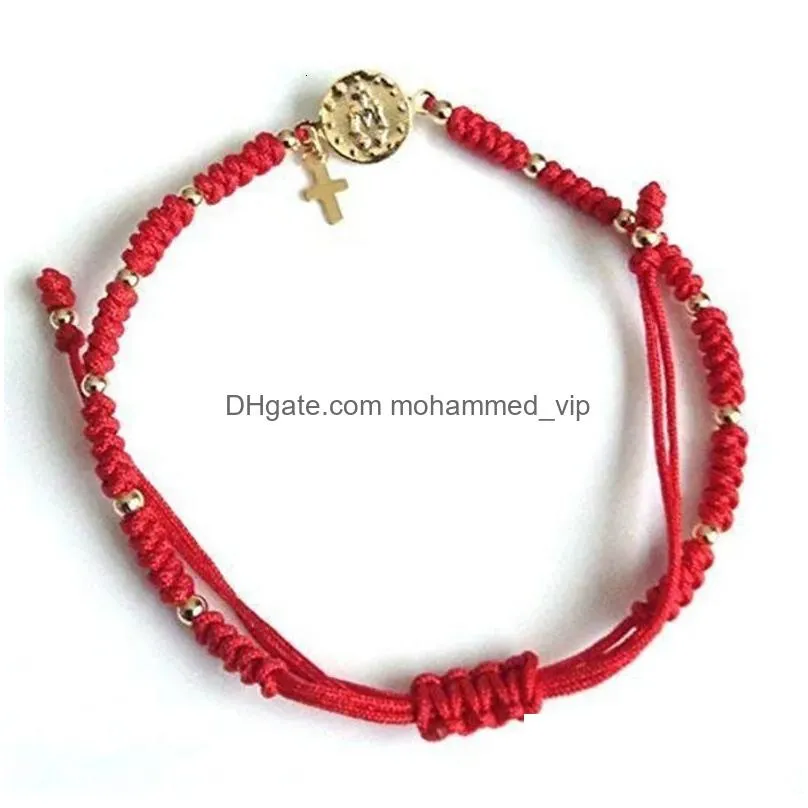 chain 12pcs virgin mary medal adjustable red string bracelet virgen la milagrosa 231016