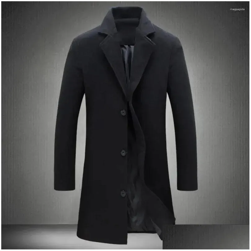 Men`S Trench Coats Mens Trench Coats Simple Men Jacket Casual Slim Fit Clothes Spandex Long Sleeve Autumn Coat Comfortable Drop Delive Otvqm