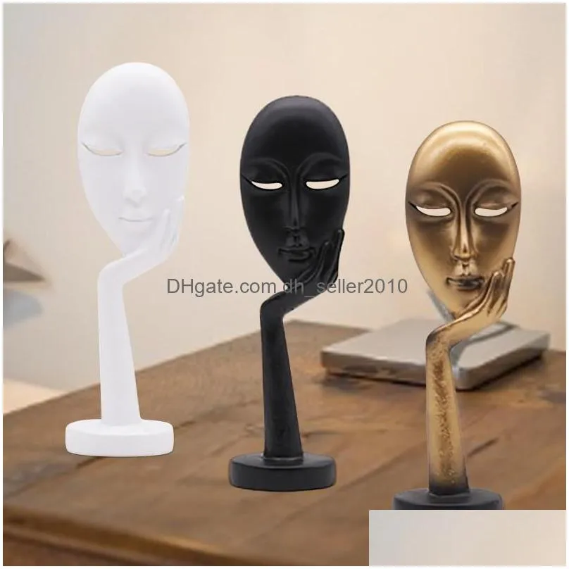 Decorative Objects & Figurines Decorative Figurines Mask Face Miniatures Ornaments Christmas Resin Abstract Figure Mini Thinker Modern Dh3Wg