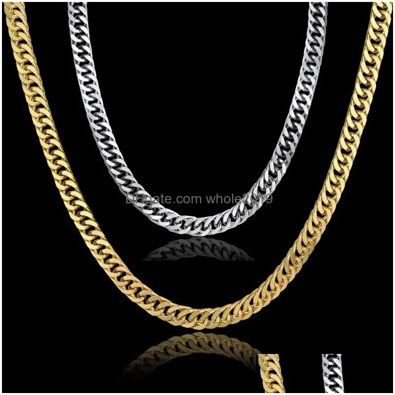 Chains Whole Vintage Long Gold Chain For Men Necklace New Trendy Color Stainless Steel Thick Bohemian Jewelry Colar Male N8901976 Drop Dhwv5