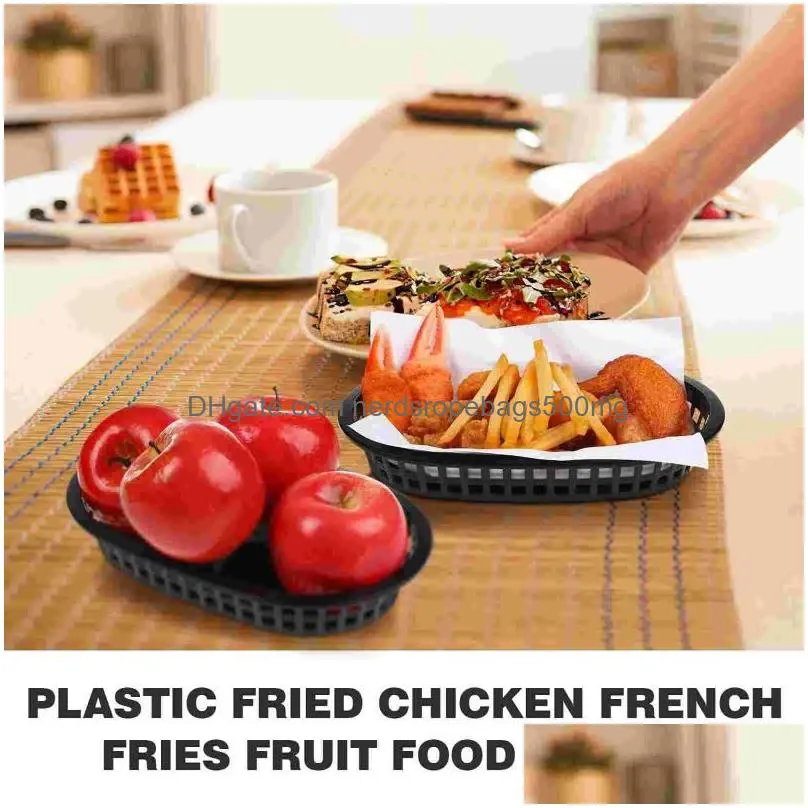 Dishes & Plates Plates 12 Pcs French Fries Hamburger Basket Serving Trays Plastic Fruit Baskets Restaurants Kitchen Fast Cupcake Drop Dh7Zu