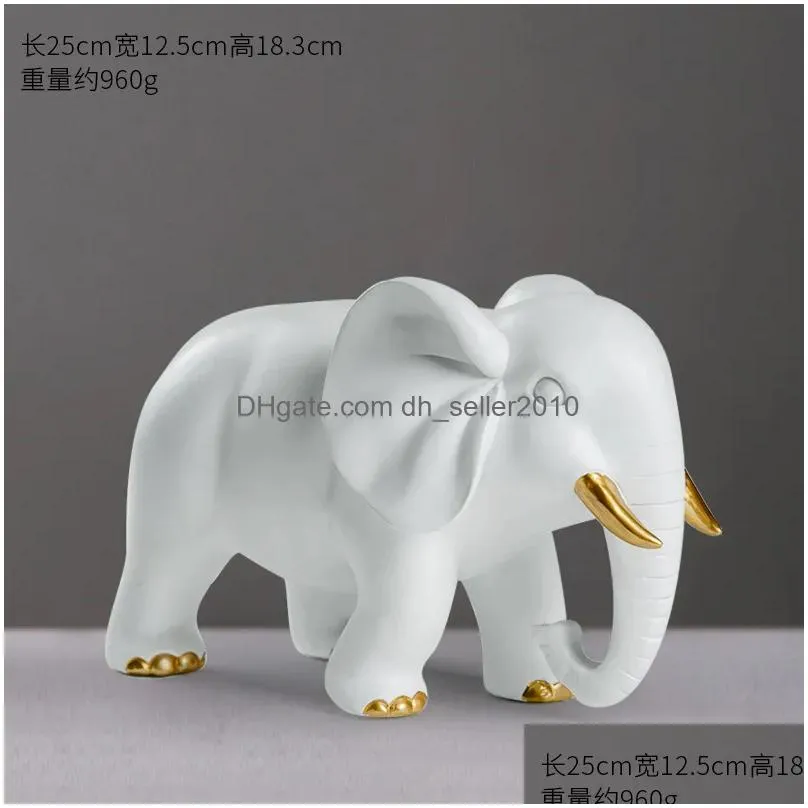 Decorative Objects & Figurines Decorative Figurines Nordic Style Creative Resin Scpture Crafts Elephant Model Living Room Wine Cabinet Dhenq