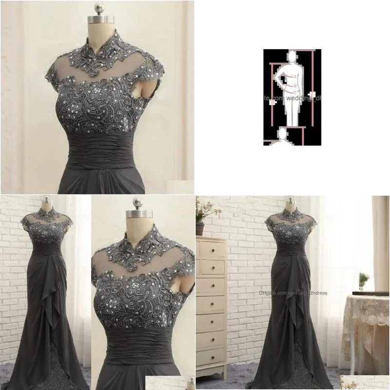 vintage silver mother of the bride gowns high neck short sleeves mothers dress for marriage bride lace beaded sequined gowns for african groom black women