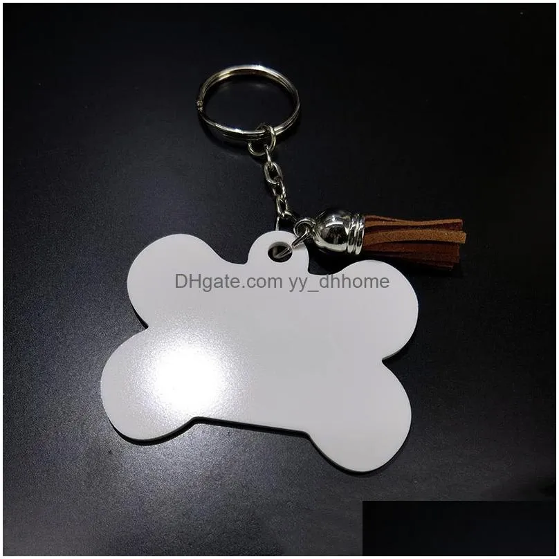 sublimation acrylic keychains with tassel double side for sublimation diy white blank plastic ornaments diffrient shapes heat transfer pendants