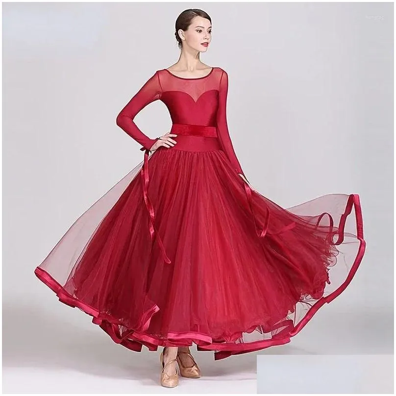 stage wear waltz ballroom dress women competition rumba dance costumes ball gown foxtrot clothes modern