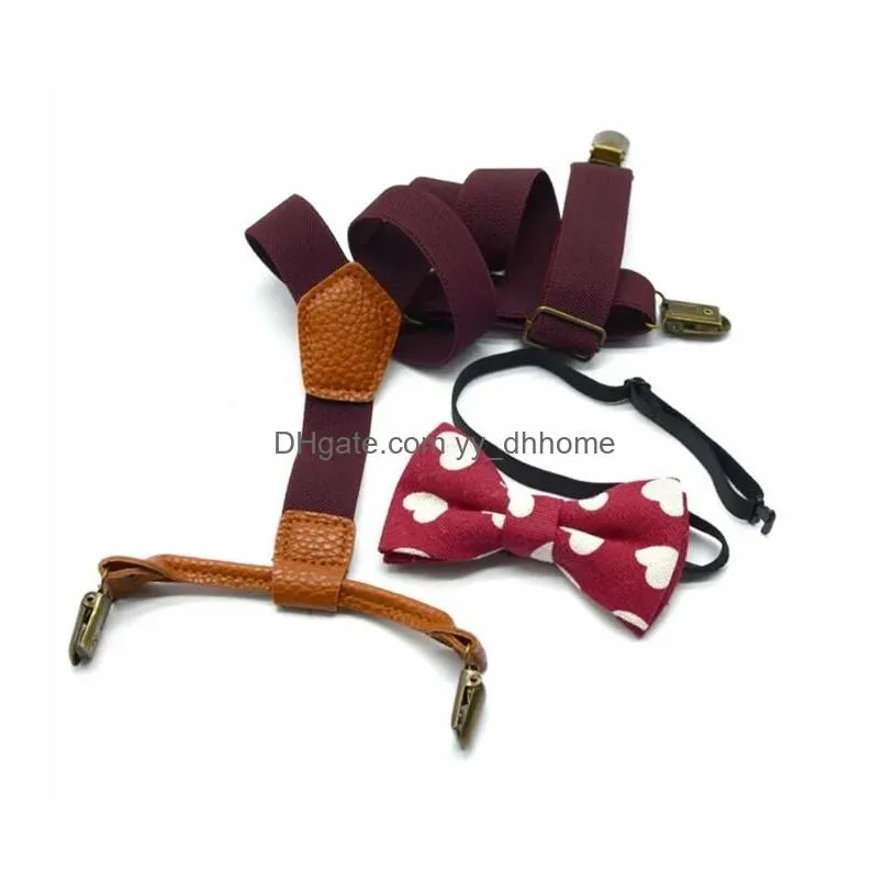 children adjustable lattice suspenders baby plaid bow tie fashion braces kids strap clip with bow tie 12 colors belts