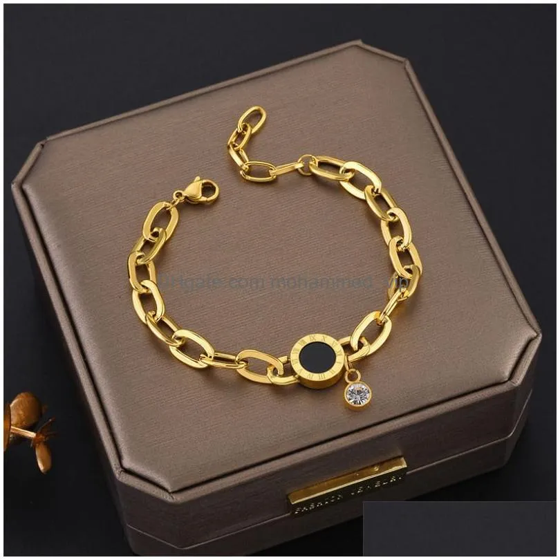 dieyuro 316l stainless steel fashion link chain bangle bracelet for women exquisite gold color bracelet jewelry girl gift 220808