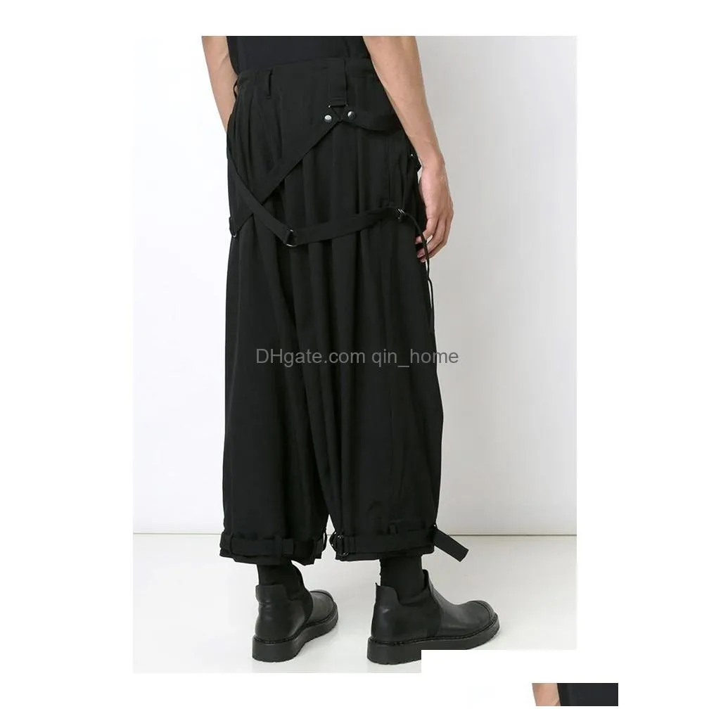 ninepoint with straps men039s adjustable yamamoto wind yohji autumn and winter black ribbon feet trousers 2012183596567