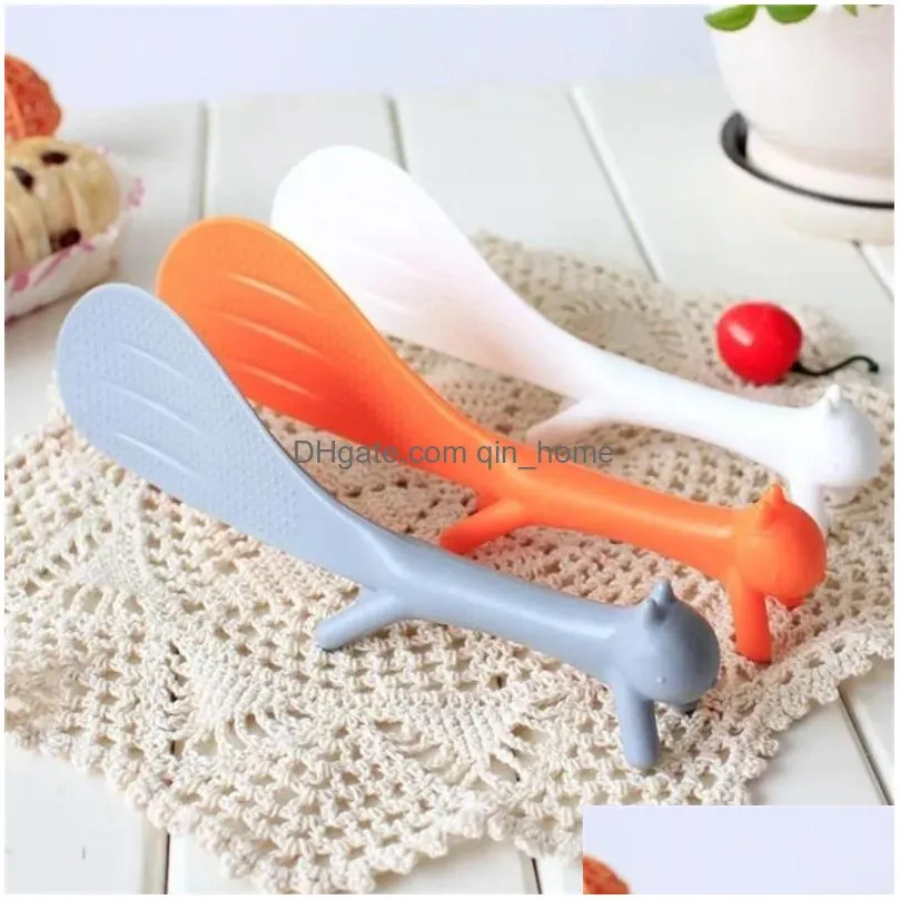 spoons 3 colors lovely kitchen supplie squirrel shaped ladle non stick rice paddle meal spoon random color