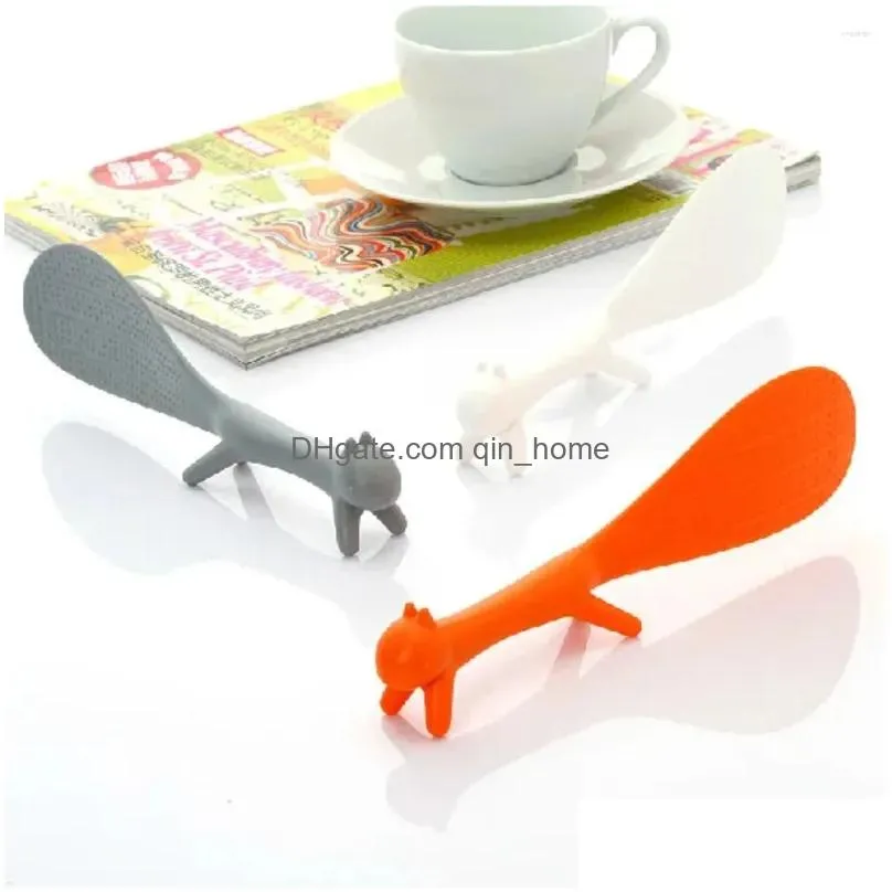 spoons 3 colors lovely kitchen supplie squirrel shaped ladle non stick rice paddle meal spoon random color