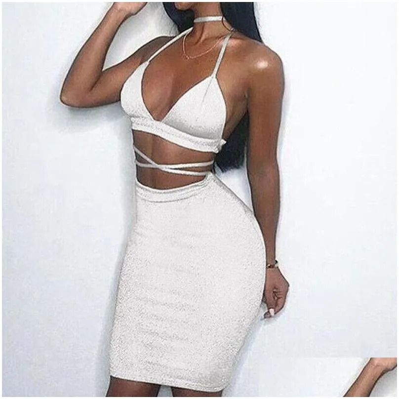 Women`S Suits & Blazers Fashion Two Pieces Set Women Clothing Y Crop Tops Pencil Skirt Spaghetti Strap Outfits Drop Delivery Apparel Dhifw