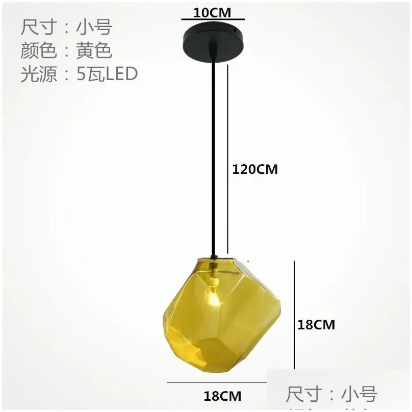 Pendant Lamps Modern Diamond Glass Lights Creative Colorf Led Restaurant Kitchen Indoor Home Lighting Fixtures Drop Delivery Dheck