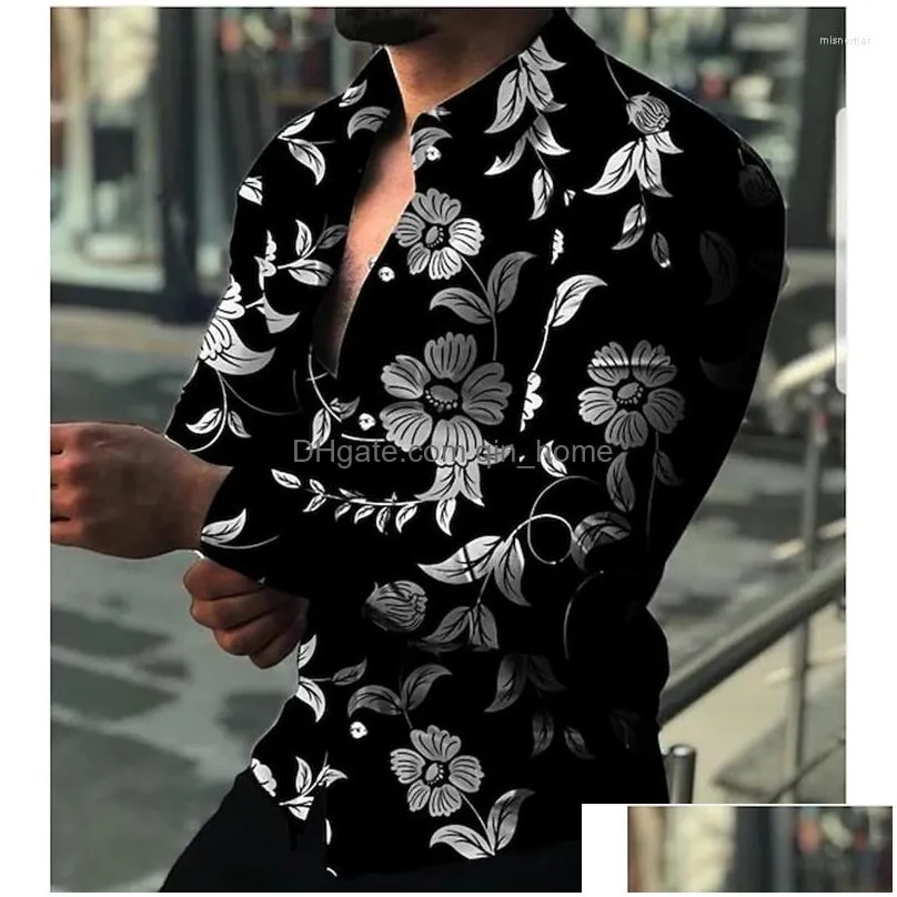 men039s casual shirts fashion men oversized shirt flower vine print long sleeve tops men39s clothes vintage cardigan blouses5623323