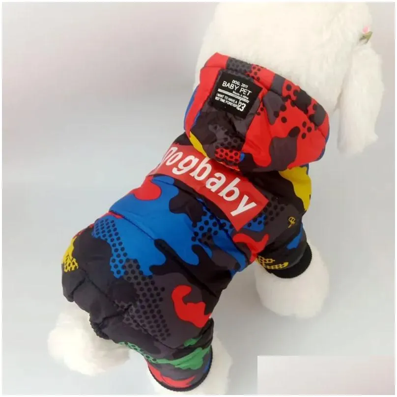 Dog Apparel Winter Pet Puppy Clothes Fashion Camo Printed Small Coat Warm Cotton Jacket Outfits Ski Suit For Dogs Cats Costume Drop D Dh3Rb
