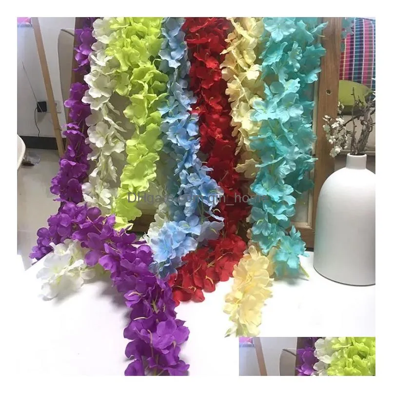 24 colors artificial silk flower wisteria 34cm orchid string rattan home garden wall hanging flowers vine centerpiece xmas party wedding