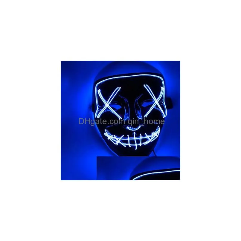 party supplier home adults men women boys girls led halloween mask with blood vshaped cross eyes and mouth shut6108938