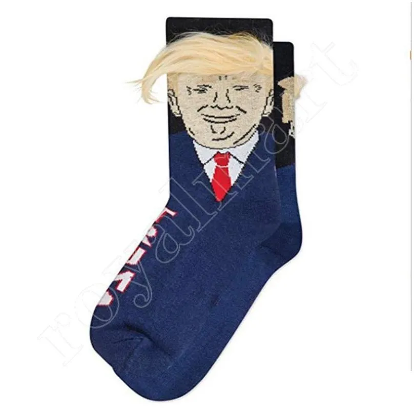 Other Home Textile Women Men Trump Crew Socks Yellow Hair Funny Cartoon Sports Stockings Hip Hop Sock Drop Delivery Home Garden Home T Dh97C