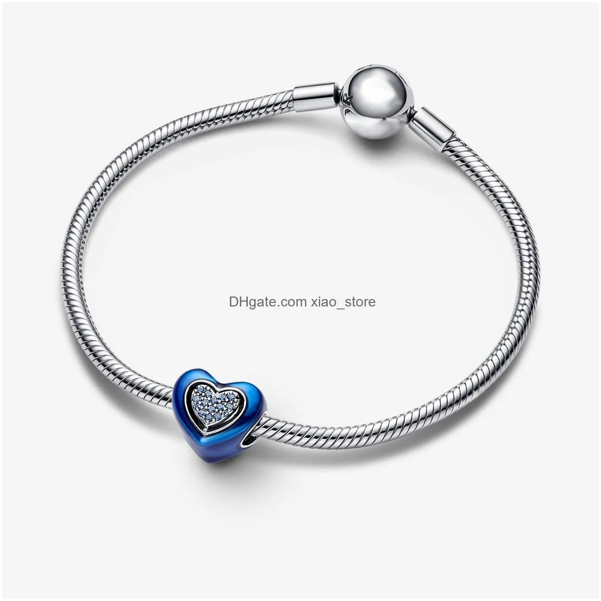  925 silver charm bracelets blue love beads snake bone chain diy fit pandoras bracelet for women fashion party designer jewelry