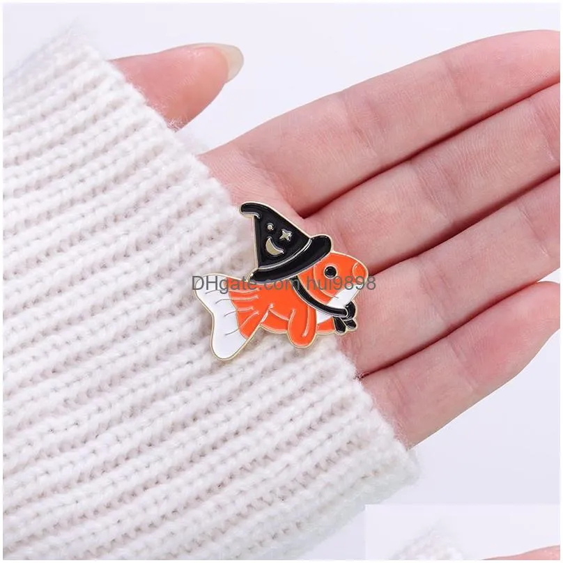 witch fish brooch cute anime movies games hard enamel pins collect metal cartoon brooch backpack hat bag collar lapel badges