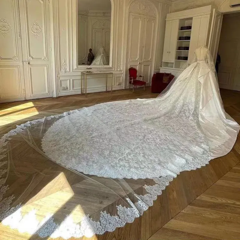 Elegant Royal Wedding Dresses 2024 Full Lace Mermaid Bridal Gown with Detachable Train Tier Church Vestido De Novia