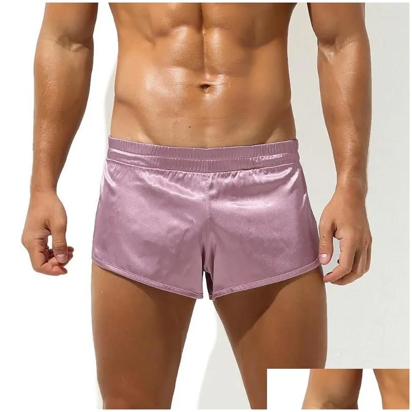 Underpants Y Men Boxer Shorts Jockstrap String Homme Silk Satin Panties Slip Underwear Calzoncillos Hombre Penis Pouch Swimwear Drop Dh9Ix