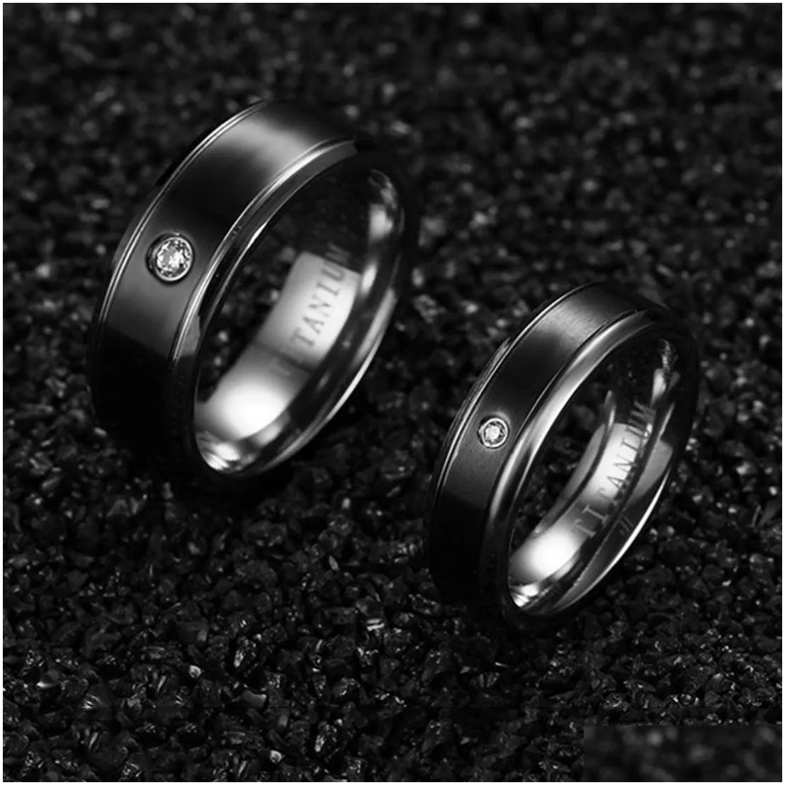 his her matching set black polishing titanium steel wedding band rings smooth finish anniversary gift3162283
