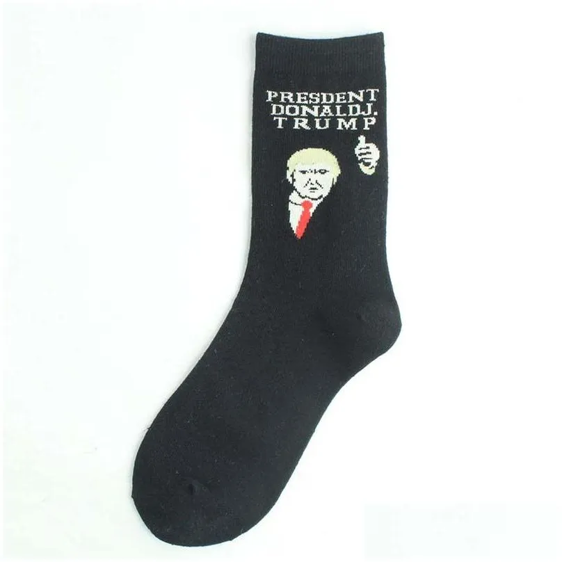 Other Home Textile New Women Men Trump Crew Socks Yellow Hair Funny Cartoon Sports Stockings Hip Hop Sock Drop Delivery Home Garden Ho Dhqri