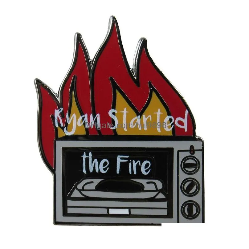 the office enamel pin brooch figures badge hiya buddy did i stutter ryan started the fire