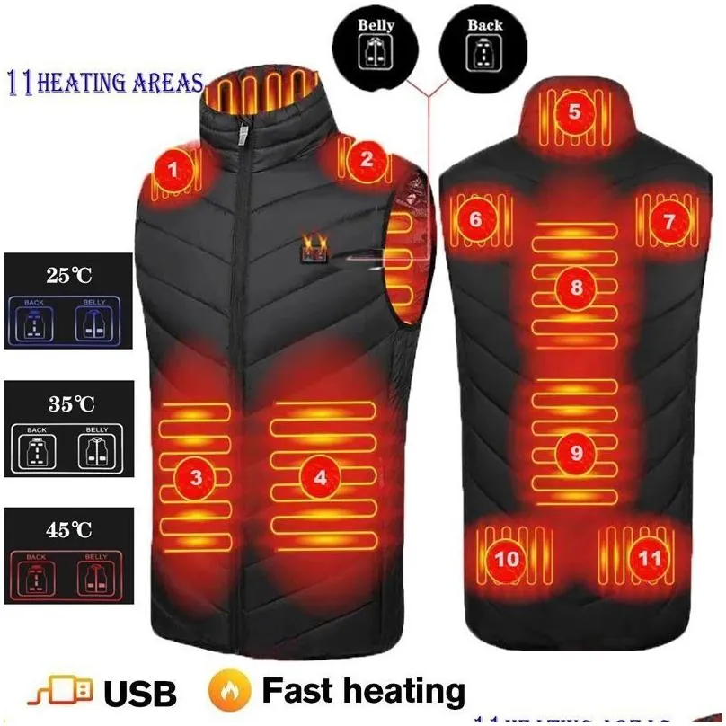 Men`S Vests Mens Vests 17Pcs Heated Vest Jacket Fashion Men Women Coat Intelligent Usb Electric Heating Thermal Warm Clothes Winter Dr Dh6P5