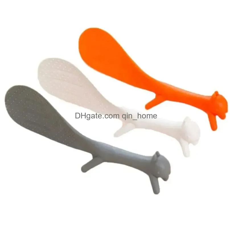 spoons 3 colors lovely kitchen supplie squirrel shaped ladle non stick rice paddle meal spoon random color