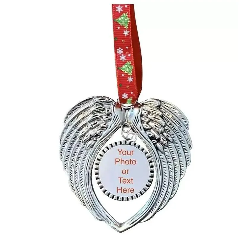 christmas decoration sublimation blanks angel wings shape pendent transfer printing xmas diy consumables supplies