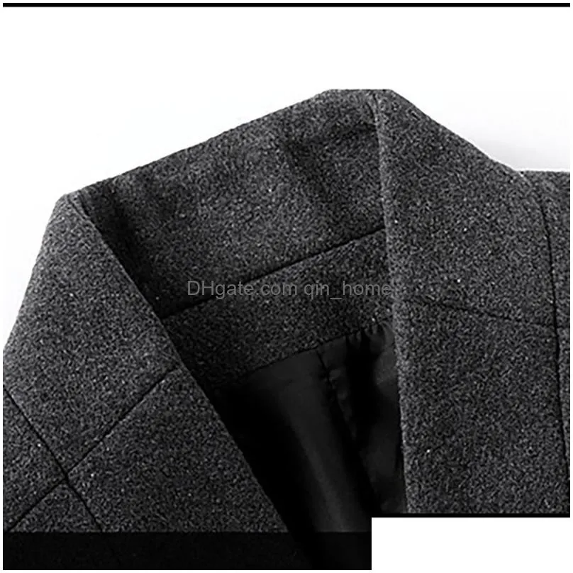 mens wool blends winter coat slim fit jackets mens casual warm long windbreaker jacket and men pea