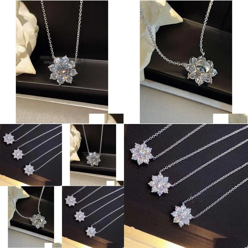 full diamond sunflower hw necklace womens copper plated silver light designer jewelry luxury small and simple jewelry 18k collar
