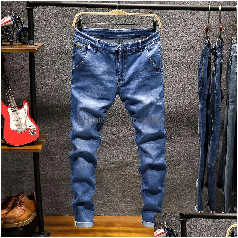 mens jeans 6 colors mens ripped skinny distressed destroyed slim fit stretchy knee holes denim pants fashion casual for men