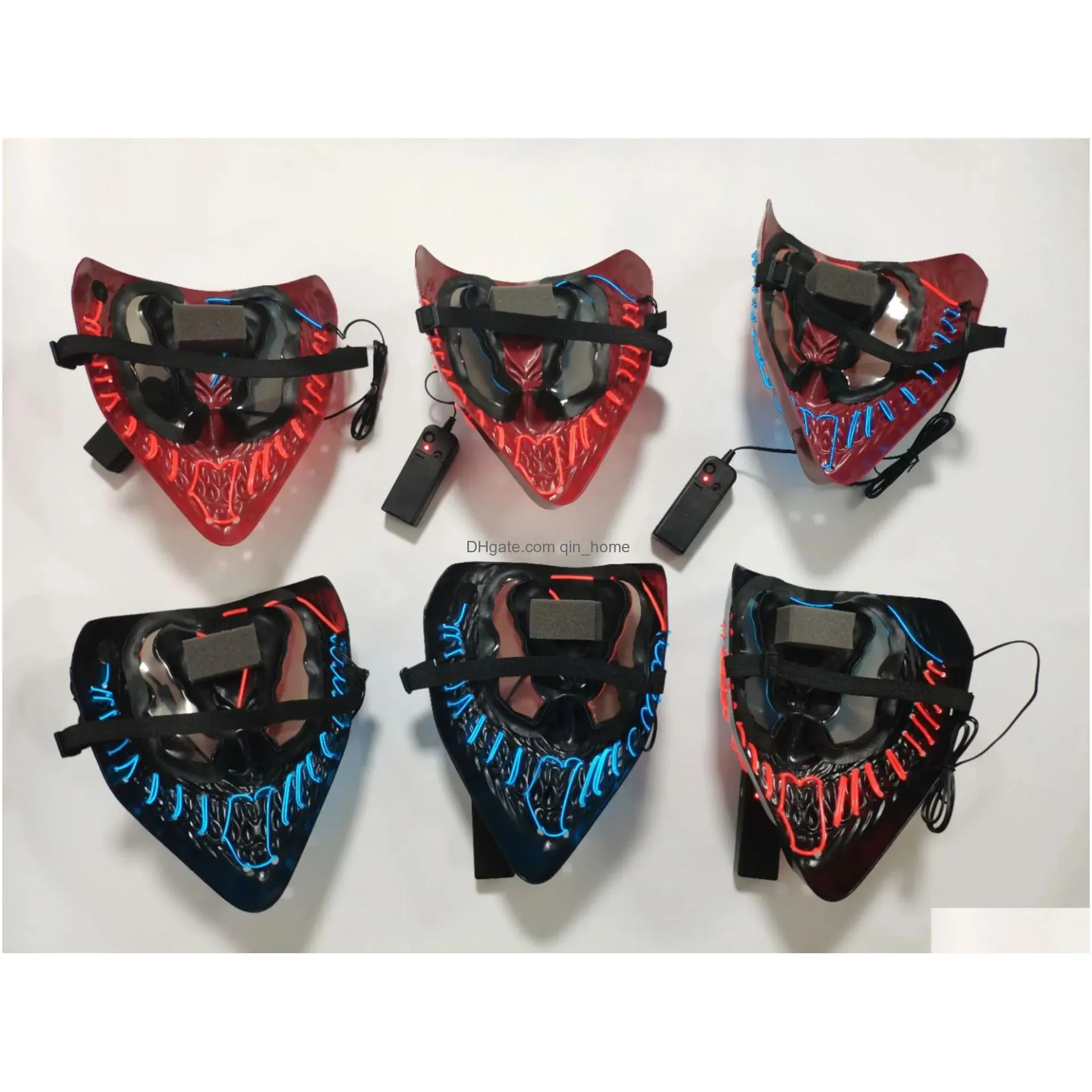 halloween party masks led light up mask for adults kids unique neon glow masks with dark and evil glowing eyes 