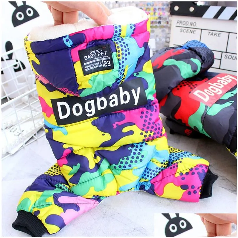 Dog Apparel Winter Pet Puppy Clothes Fashion Camo Printed Small Coat Warm Cotton Jacket Outfits Ski Suit For Dogs Cats Costume Drop D Dh3Rb