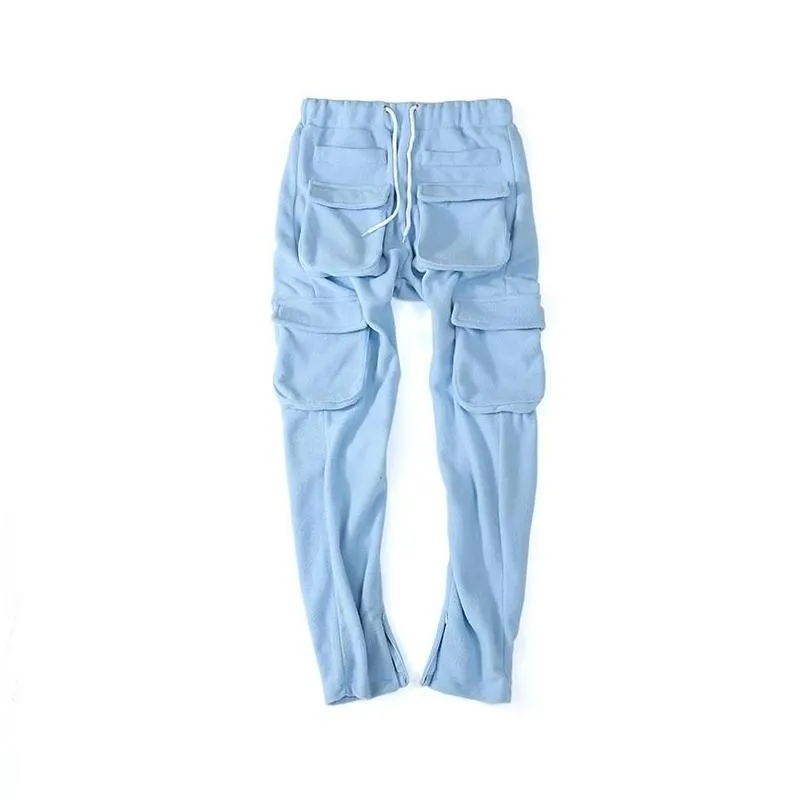 Men`S Pants Winter Streetwear Mens Cargo Pants Pockets Sweat Casual Trousers Jogging Sweatpants Drop Delivery Apparel Men`S Clothing Dh2Sd