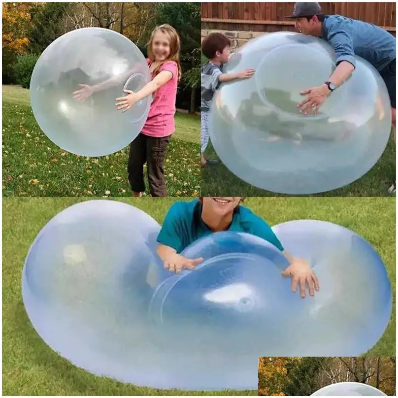 Party Decoration New Large Kids Children Outdoor Toys Soft Air Water Filled Bubble Ball Blow Up Balloon Fun Party Game Summer Inflatab Dhxif