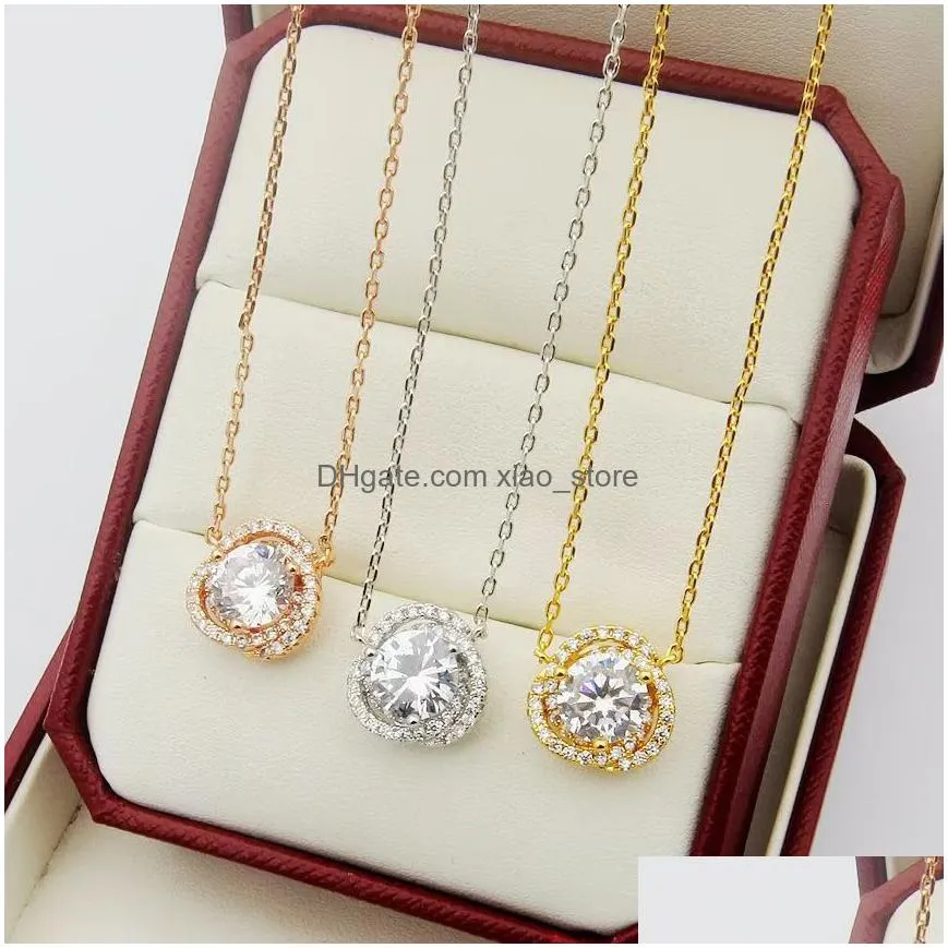 luxury necklaces jewelry designer for women necklace party 925 sterling silver double gold chains rings diamond pendant rose gold engagement necklaces for