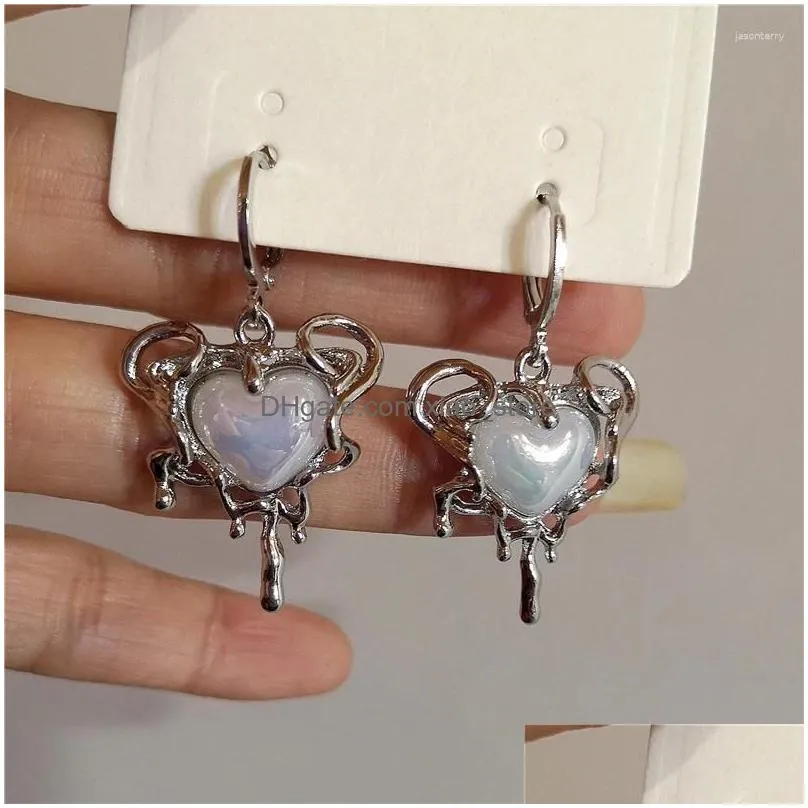 dangle earrings vintage harajuku irregular love heart pendant fashion women creative unusual y2k emo aestheitc jewelry accessories