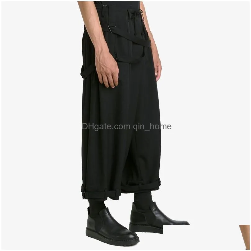 ninepoint with straps men039s adjustable yamamoto wind yohji autumn and winter black ribbon feet trousers 2012183596567