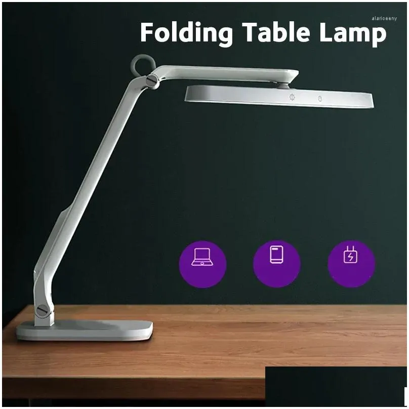 Table Lamps Usb Led Desk Lamp Dimmable Foldable Eye-Caring Office Light Rechargeable Touch Control Stepless Dimming Reading Lights Dr Dhscc