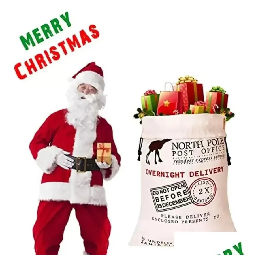 Christmas Decorations Christmas Gift Bag With Dstring Santa Sacks Candy Cookie Storage Large Xmas Tree Ornament Festival Decoration Fy Dhvfa