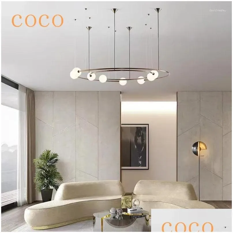 chandeliers modern nordic personality creative ring pendant lamp for the living room planet circle hanging shade decoration lighting