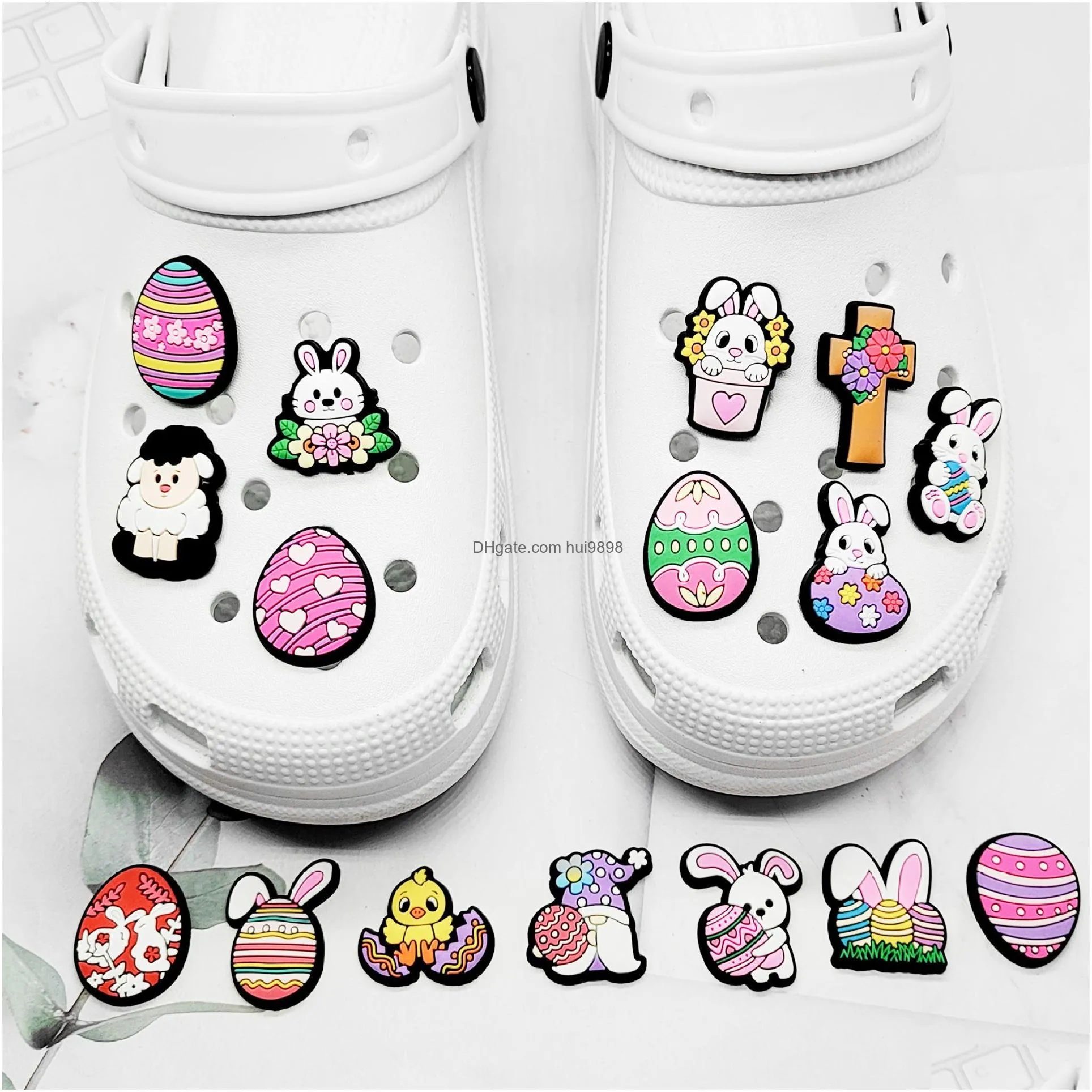 girls easter bunny charms anime charms wholesale childhood memories funny gift cartoon charms shoe accessories pvc decoration buckle soft rubber clog
